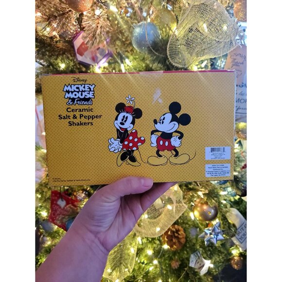 Mickey & Minnie Salt and Pepper Shakers | Hand-Painted Ceramic | Disney Holiday - Picture 2 of 2